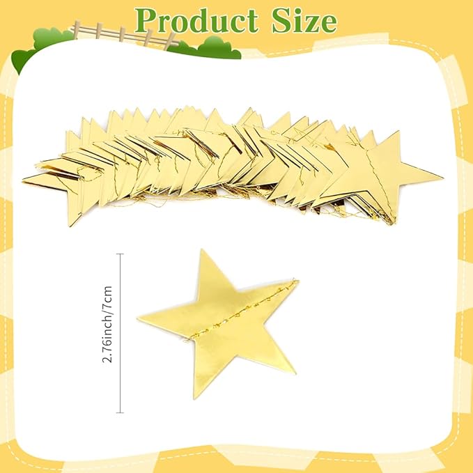 Star Garland, Glitter Gold Star Garland Banner, 66Feet Double Side Star Hanging - Image 2