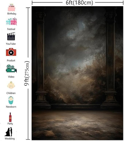 6x9ft Dark Vintage Photography Backdrops Portrait Photo Backdrop Wedding Bridal - Image 5