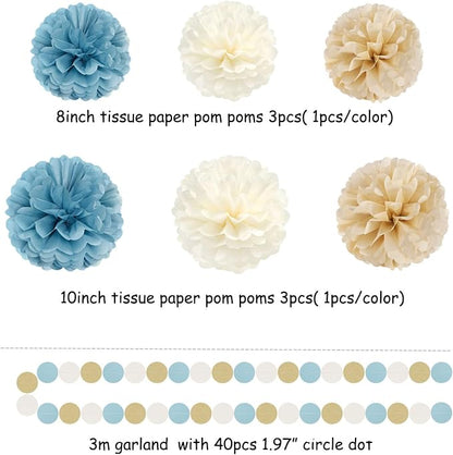 Light-Dusty Blue Beige-Champagne Boho Party Decorations - Image 3