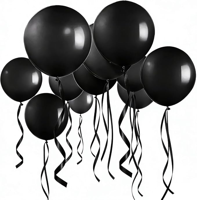 36 Inch Black Balloons by CEUQIESO