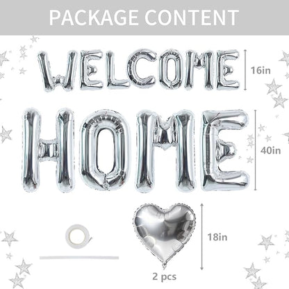 TONIFUL 2 Size Silver WELCOME HOME Foil Letter Balloons Banner Decorations | - Image 2