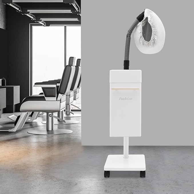 Professional Vertical Nano Hair Steamer, 110V 650W Salon-Grade Steam Machine with 360° Mobility Base, Hair Oil Treatment Equipment for Spa & Home Use, Commercial Steam Therapy System (White)