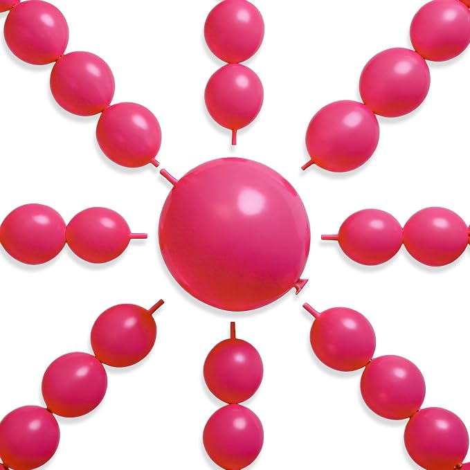 PartyWoo Hot Pink Linking Balloons 100pcs 12 Inch Magenta Link Balloons | by PartyWoo