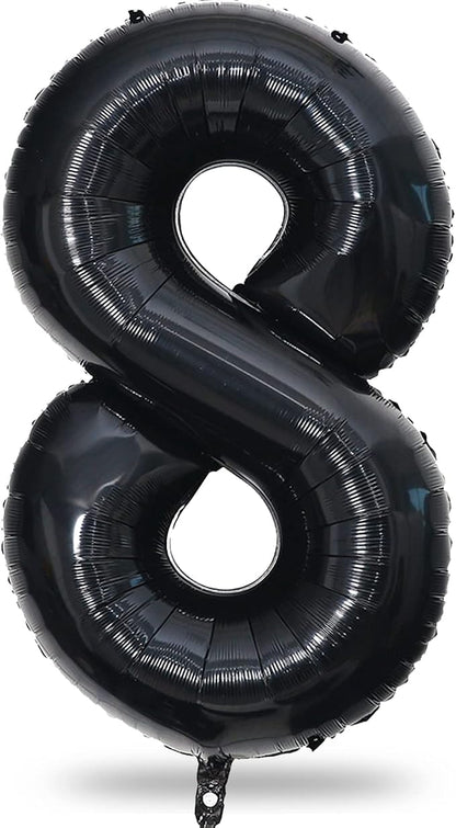 Black Number 8 Balloons, 40 Inch 8th Birthday Foil Balloon by Lingqiang
