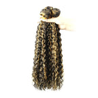 Honey Blonde Bundles Human Hair Highlight Deep Wave Bundle Brazilian Virgin Remy Hair 3 Bundles 22 24 26 Inch Niegmeag 2 Tone Black and Blonde Deep Wave Bundle 300g