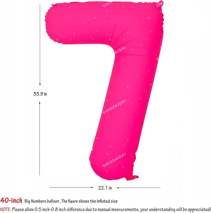 40IN Fluorescent Pink Number 7 Balloons Glow In The Dark Pink Balloon | - Image 2