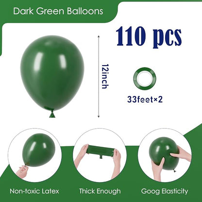 Voircoloria 110pcs Dark Green Latex Party Balloons, 12inch | - Image 2