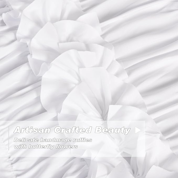 White Thermal Insulated Blackout Drapes 52"W x 96"L | Handmade Ruffles & - Image 2