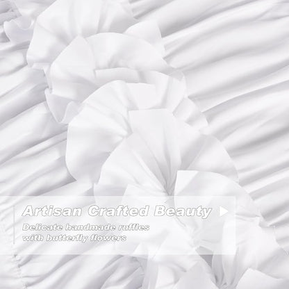 White Thermal Insulated Blackout Drapes 52"W x 96"L | Handmade Ruffles & - Image 2