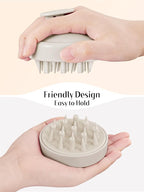 HEETA Hair Scalp Massager Brush, Updated Hair Shampoo Brush, Wet & Dry Scalp Exfoliator with Soft Silicone Bristles, Head Massager Washing Hair Care Tool for Women Men Kid, Bright Beige