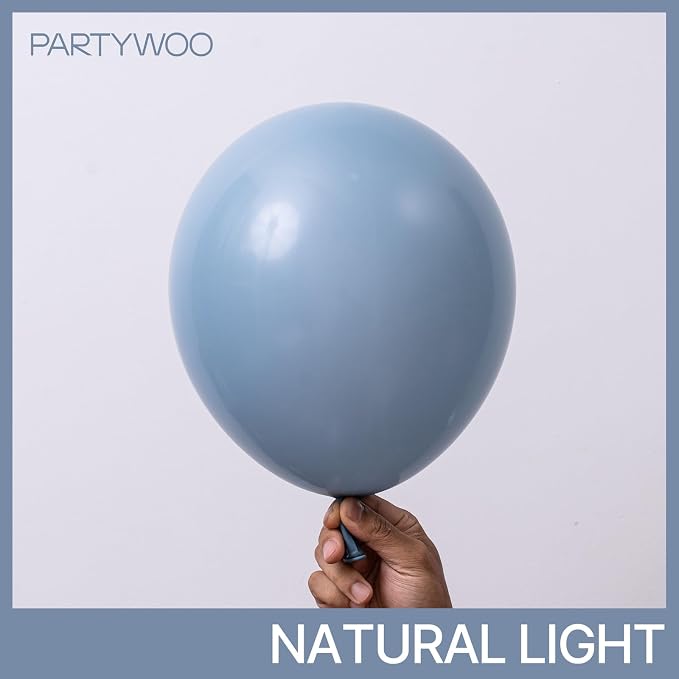 PartyWoo Dusty Blue Balloons 140pcs Slate Blue Boho Neutral Color | 18 12 10 5 - Image 2