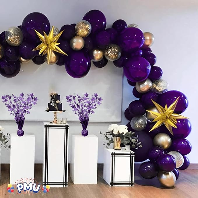 PMU 12 Pack Bursting Star Metallic Foil Spray Centerpiece- Purple Prismatic - Image 2