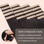 Tape in Hair Extensions Human Hair, Hair Extensions 18 Inch 20pcs Natural Black Remy Straight Human Hair Tape in Extensions Skin Weft Tape Extensions Human Hair (1B#,18 Inch)