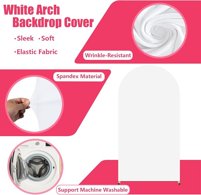 7.2FT Arch Backdrop Stand and White Cover Set, Wedding Arch Backdrop Stand | - Image 8