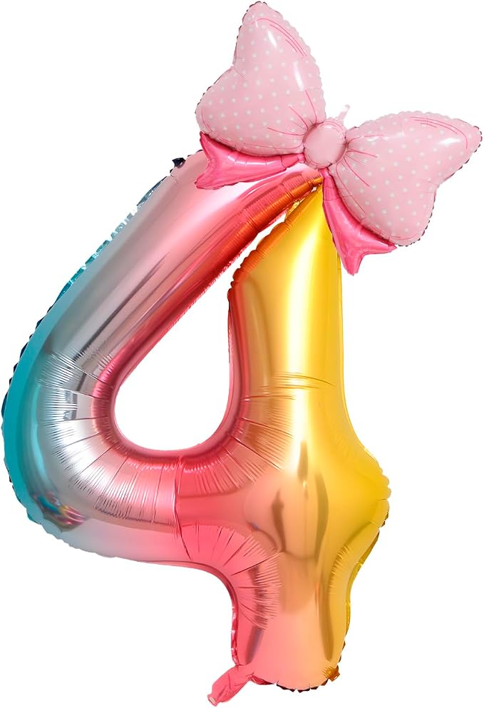 40-Inch Number 4 Gradient Giant Number Balloons And Mini Bow Balloons Foil by Unknown