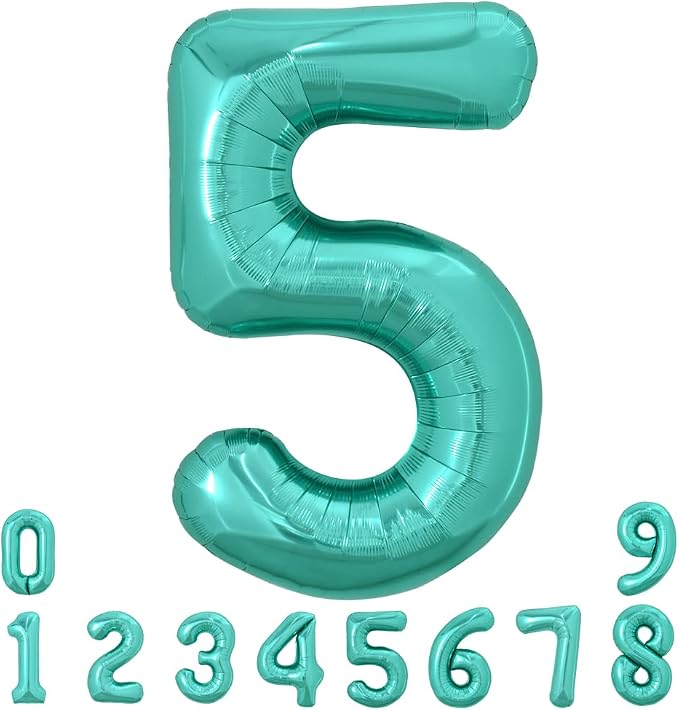 TONIFUL 40 Inch Large Teal Blue Number Balloons, Giant Jumbo Helium Foil Mylar by TONIFUL