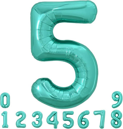 TONIFUL 40 Inch Large Teal Blue Number Balloons, Giant Jumbo Helium Foil Mylar by TONIFUL