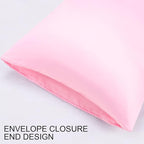 uxcell 2 Pack Silk Satin Pillowcase for Hair and Skin, Cool, Silky, Soft Breathable Pillow Cases Standard Size 20x26 Inch Sateen Pillowcase Lilac with Envelope Closure