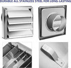 Funmit 4'' Metal Dryer Vent Cover with Metal Mesh Screen, 7"x7" Outdoor Stainless Steel Louvered Vent Cover Includes 4 Screw for Easy Installation