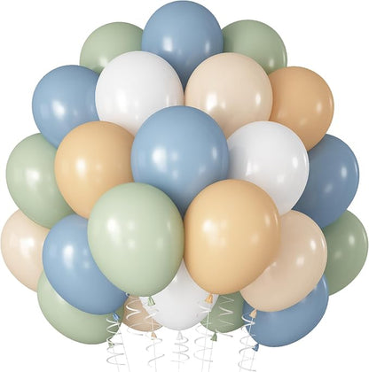 Blue Green White Balloons 12INCH Coastal Summer Baby Shower Birthday Decor | by Paeyeq