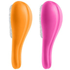 Detangling Hair Brush Set - 2 Pack Detangler Hairbrush with Ultra Soft Bristle for Effortless Tangle Removal - For Dry Wet Damaged Curly Hair for Men Women Girls Boys Kids - Orange & Pink