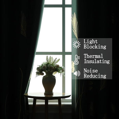Green Blackout Curtains for Living Room 108 Inch Length 2 Panels Set, Thermal - Image 6