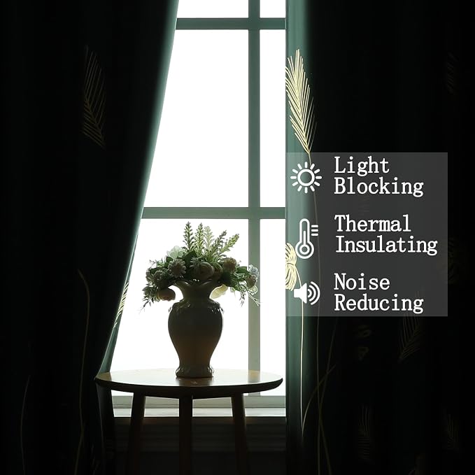 Green Blackout Curtains for Bedroom 84 Inches Long, Thermal Insulated Energy - Image 6