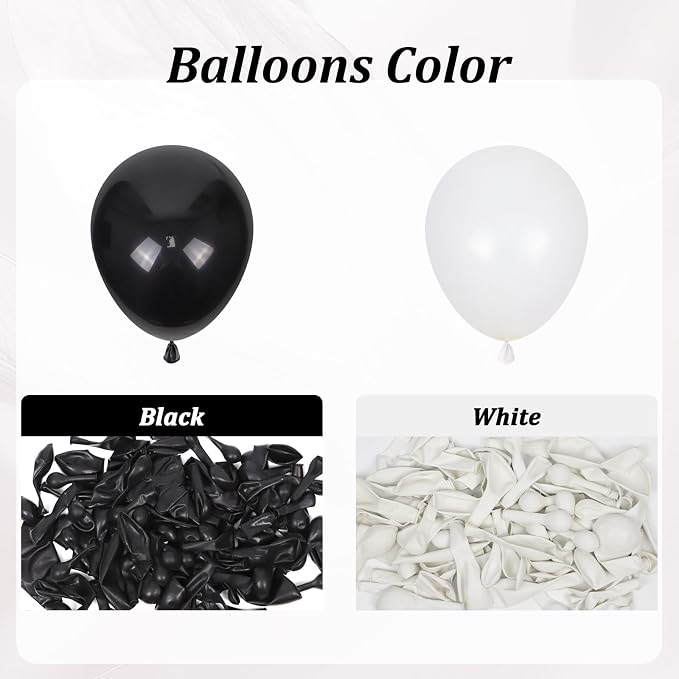 155pcs Black and White Balloon Arch Kit - Image 4