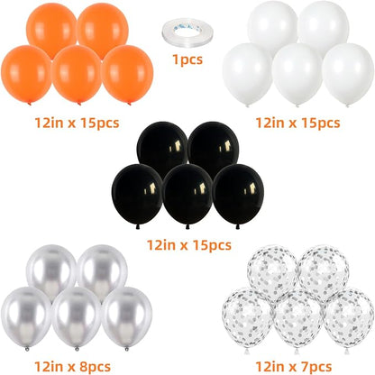 Orange Black Balloons Orange White Sliver Balloons Graduation Decorations 60pcs - Image 4