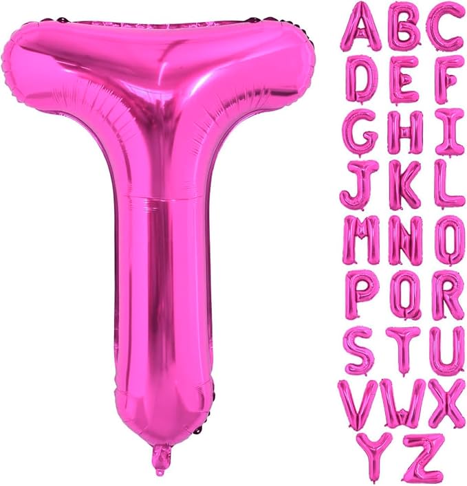 Hot Pink Letter T Balloons, T Letter Balloon 40 Inch Foil T Balloon | Hot Pink by BBPOOL