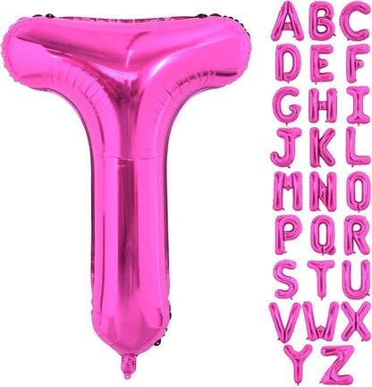 Hot Pink Letter T Balloons, T Letter Balloon 40 Inch Foil T Balloon | Hot Pink by BBPOOL