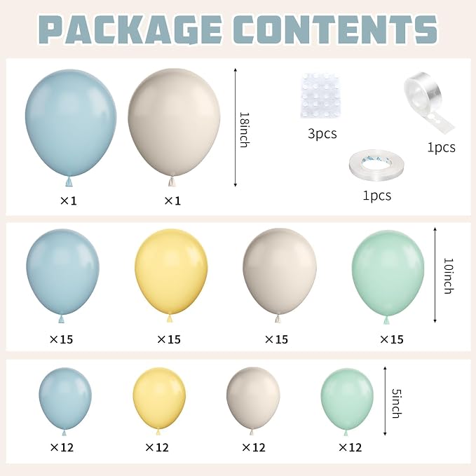 Green Blue Yellow Balloon Arch Kit, Boho Balloon Garland - Image 2