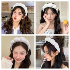 Spa Headbands for Washing Face or Makeup, Sponge Bubble Skincare Headbands, Puffy Terry Cloth Hairband for Women, Skin Care Makeup Headwear Hair Accessories for Girls(Pink)