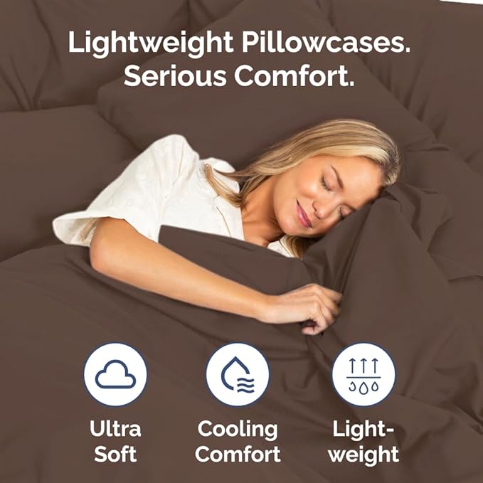 Queen Pillow Cases Set of 4 - Ultra Soft Hotel Quality Pillowcase Covers - Comfy, Cozy & Wrinkle Free - Shrinkage, Stain and Fade Resistant - Machine Washable Pillow Protectors - 4 Piece Set - Brown