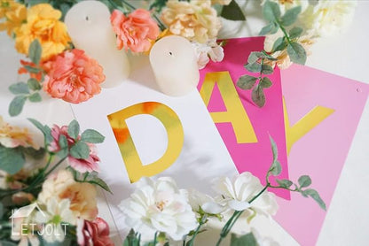 Letjolt Pink Rose White Happy Birthday Banner - Image 4