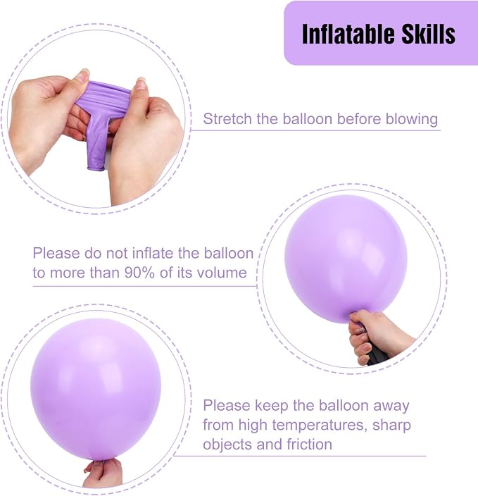 RUBFAC Pastel Purple Balloons Different Sizes Lavender Balloon 154pcs | Purple - Image 4