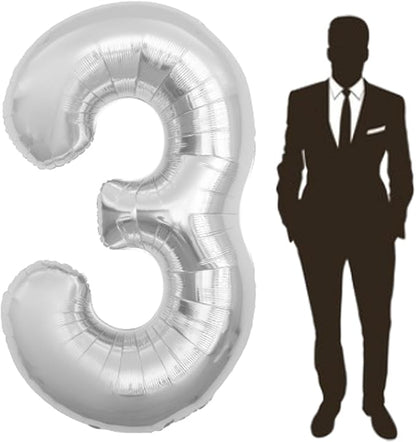 65 Inch Giant Silver Foil Number Balloon, Old Children's Birthday Party Helium by Yimenbloon