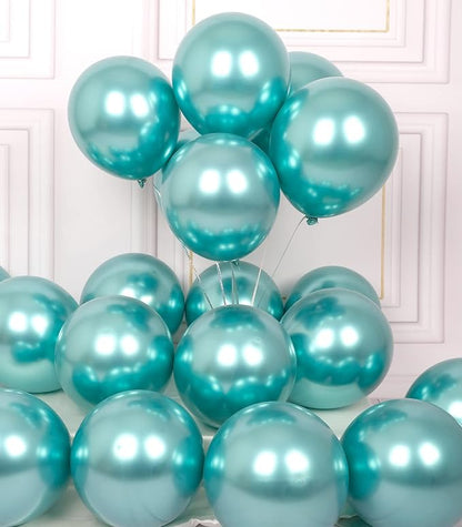 AULE 50Pcs Metallic 12 Inch Teal Green Chrome Helium Shiny Balloon | Perfect - Image 2