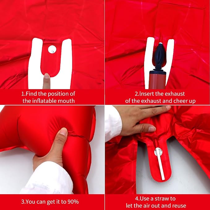 Vuzvuv Red Happy Birthday Balloons, 38 Inches Huge Red Bow Aluminum Foil - Image 3