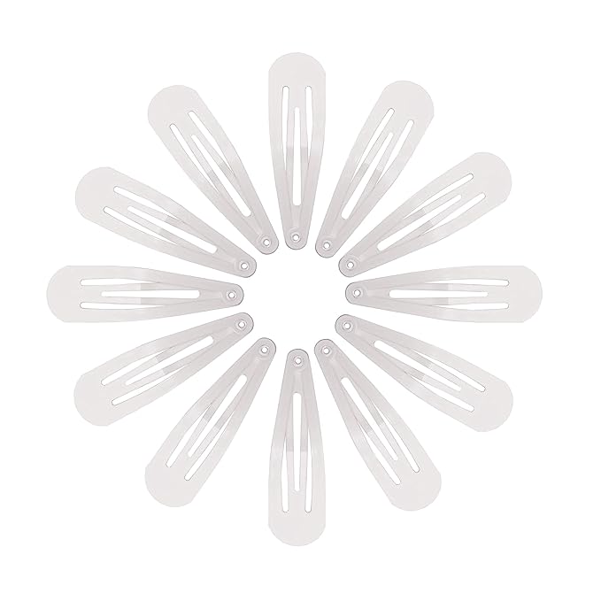 Dofash 5CM/2IN White Snap hair Clips Metal Hair Grips Hair Accessories For Women 12PCS (White)