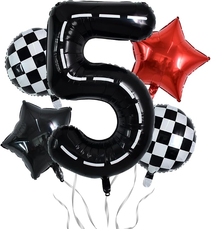 TONIFUL 40 Inch Race Car 5th Birthday Balloons by TONIFUL