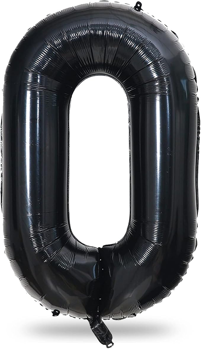 Black Number 0 Balloon for Girls Boys, 40 Inch Large Number 0-9 Foil Mylar by Lingqiang