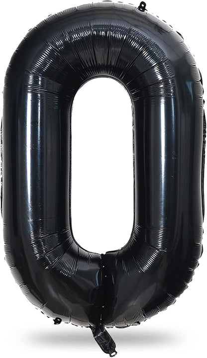 Black Number 0 Balloon for Girls Boys, 40 Inch Large Number 0-9 Foil Mylar by Lingqiang