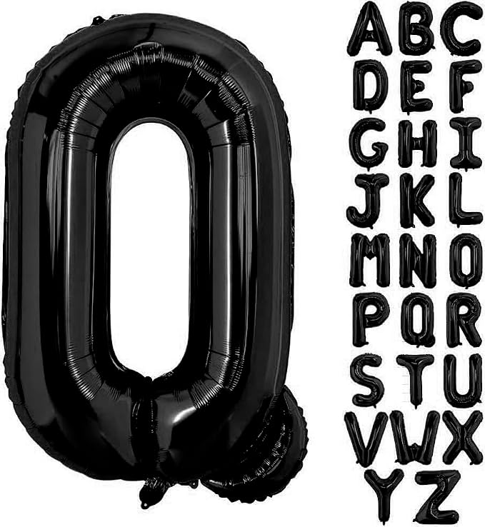 Black Letter Q Balloons, Q Balloon 40 Inch Q Balloon Letter by BBPOOL
