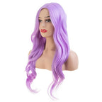 Baruisi Long Curly Wavy Purple Wigs for Women Side Part Natural Looking Cosplay Synthetic Heat Resistant Replacement Wig