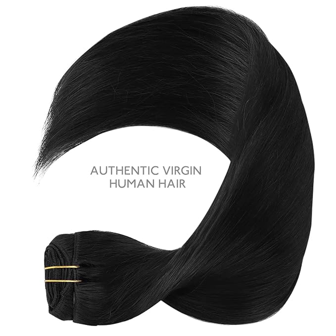 WENNALIFE Clip in Hair Extensions, 150g 24 Inch 9pcs Jet Black Remy Hair Thicker Double Weft Extensiones De Cabello Humano Con Clip Ins Straight Full Volume