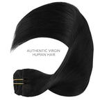 WENNALIFE Clip in Hair Extensions Real Human Hair, 24 Inch 120g 7pcs Jet Black Hair Extensions Clip in Human Hair Remy Clip in Hair Extensions Natural Human Hair Extensions Double Weft