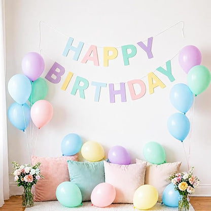 Pastel Balloons for Birthday Party Decorations- 12 Inch Yellow Green Pink Blue - Image 6