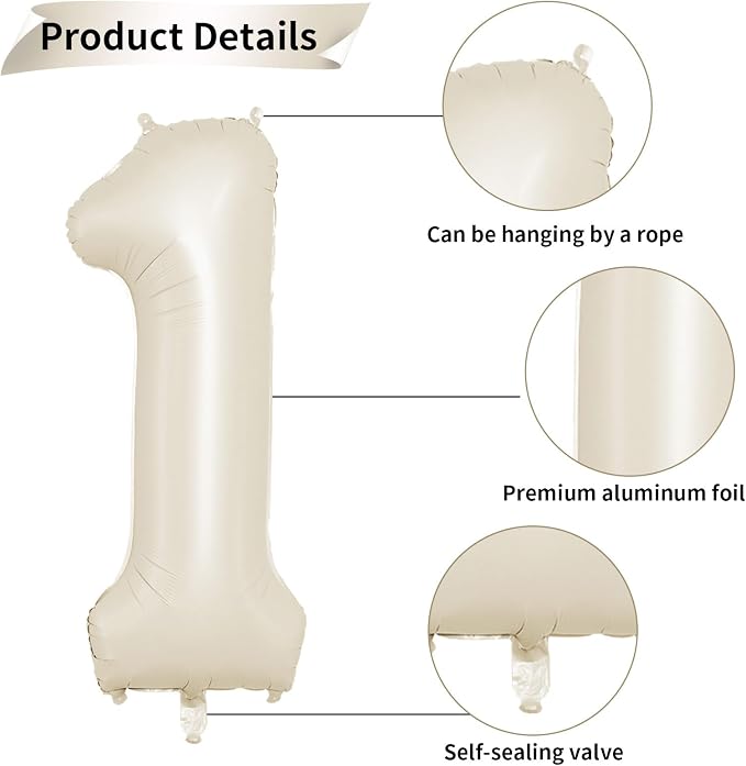 Biapian 40 Inch Cream Number 18 Balloon, 18th Birthday Balloons, Big Digital 18 - Image 3