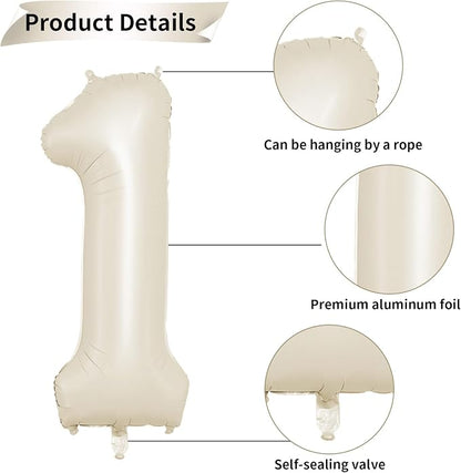 Biapian 40 Inch Cream Number 13 Balloon, 13th Birthday Balloons, Big Digital 13 - Image 3